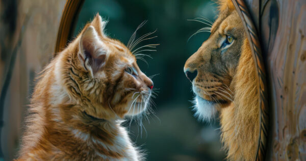 Notes on courage and decision-making (kitten facing a lion)