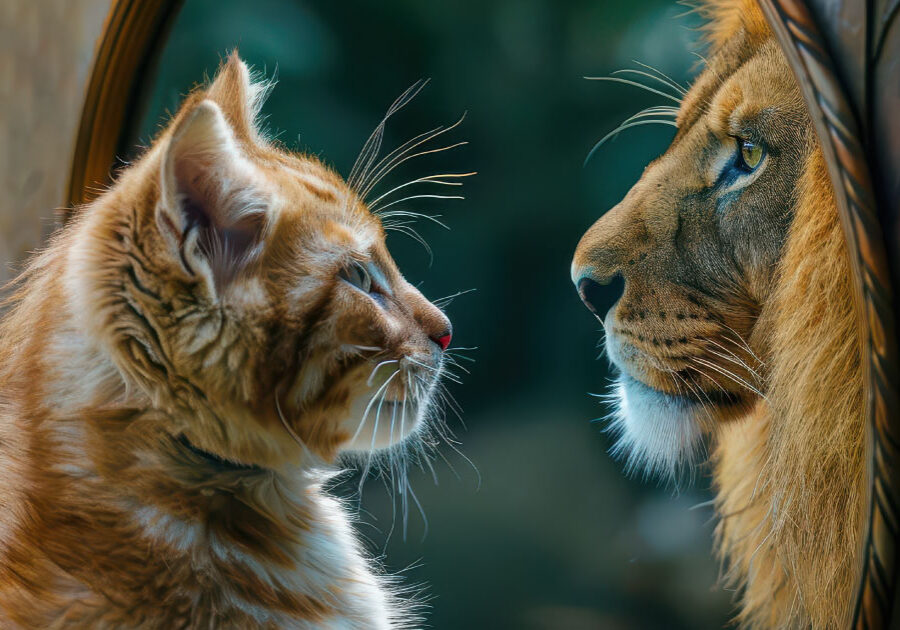 Notes on courage and decision-making (kitten facing a lion)